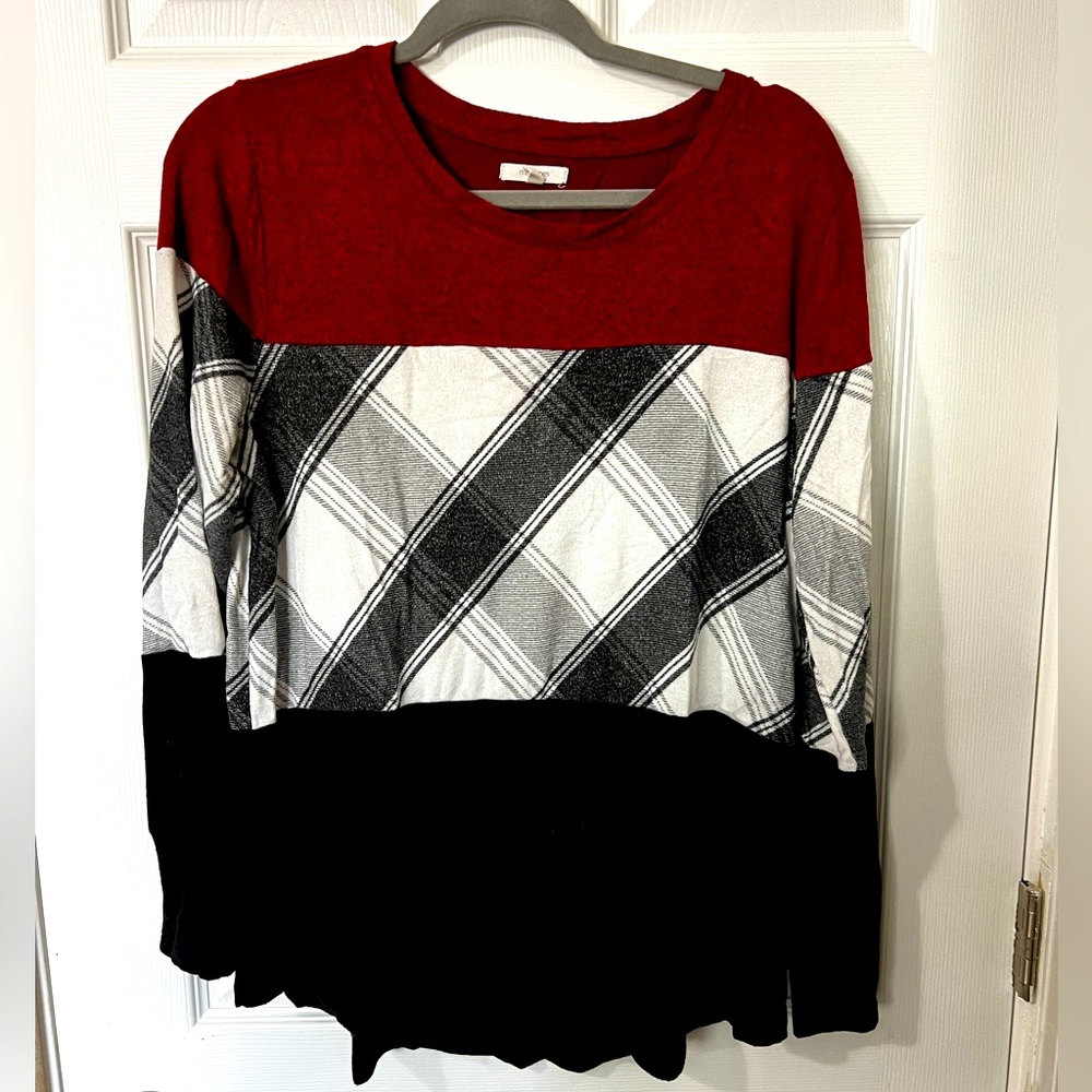 Red,plaid & black shirt